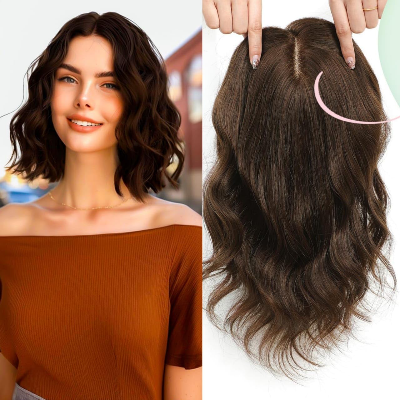 Synthetic 3clip Hair Toppers for Thinning Hair Brown Hair Extensions 18 inch Clip in Hair topper Pieces for Women