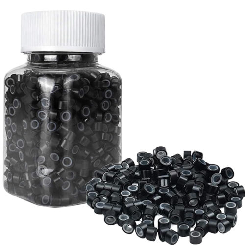 Black Micro Rings Beads For I tip Hair Extensions (1,000 Pcs)