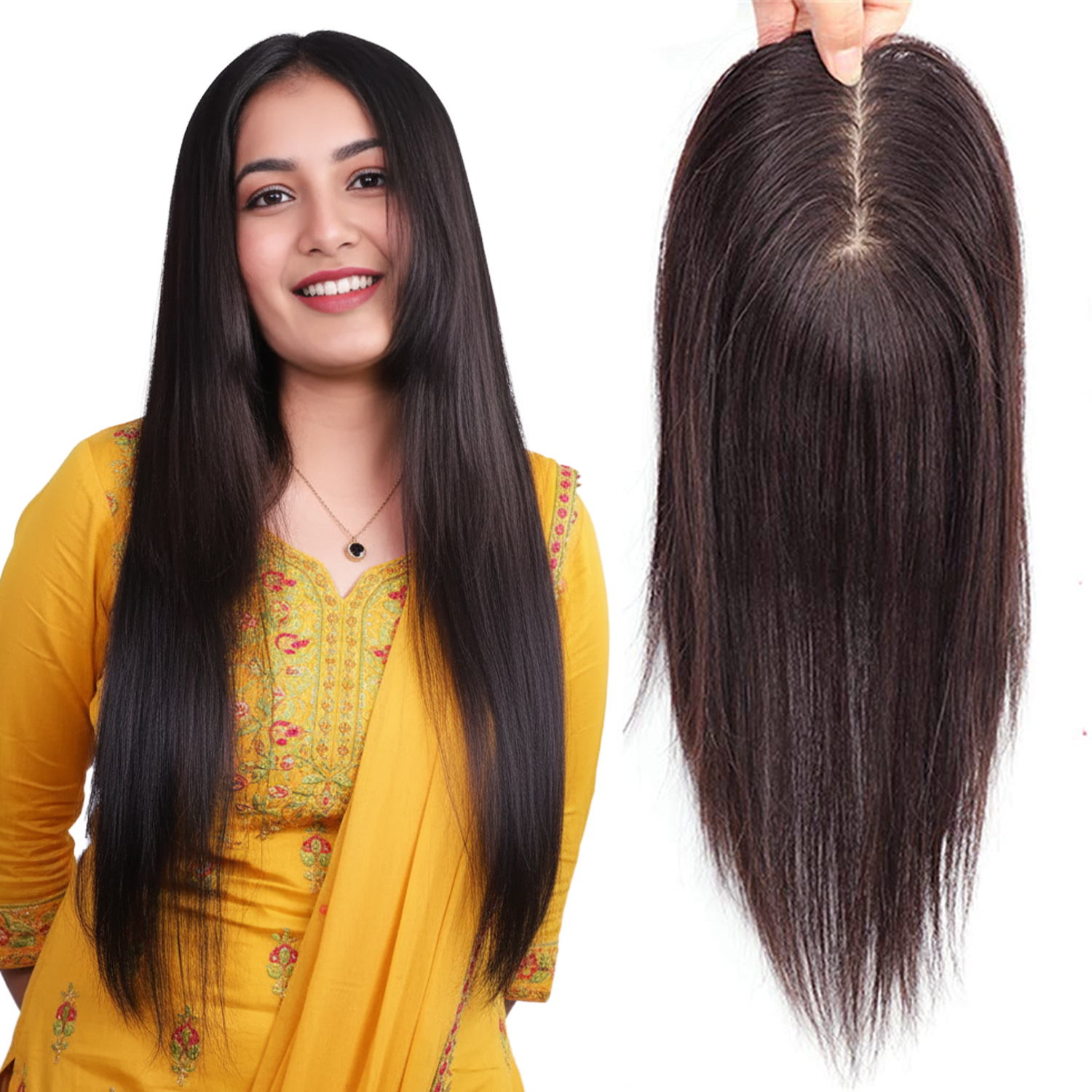 2 Clip Hair Topper Brown