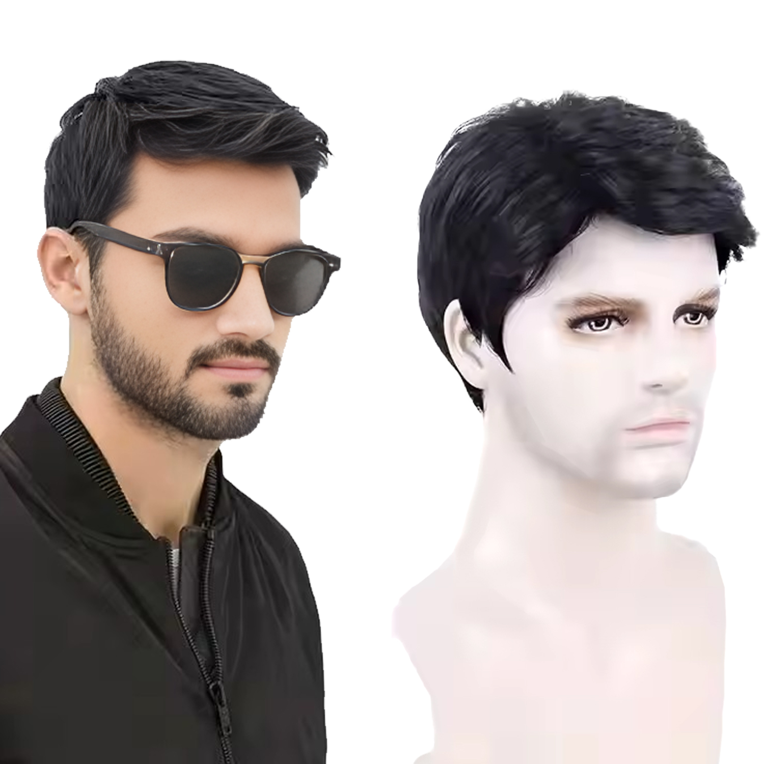 Men Wig Natural Black