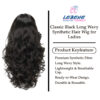 Classic Black Long Wavy Synthetic Hair Wig