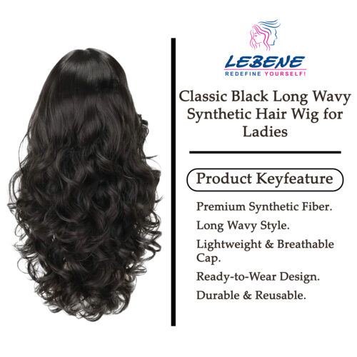 Classic Black Long Wavy Synthetic Hair Wig