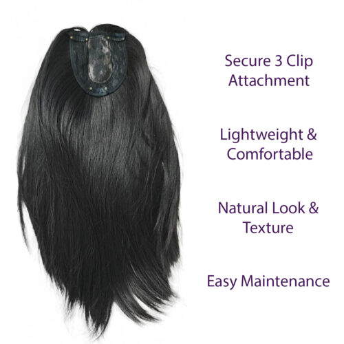 3 Clip Hair Topper Black