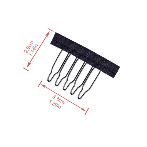 Stainless Steel Wig Comb with 5-teeth Hair Clips (12 Pcs)