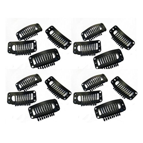 Hair Extension Wig Snap Clips In (28mm, Black) (25 Pcs)